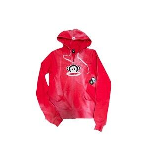 Paul Frank Julius & Friends Zip Up Tie Dye Red Hoodie Women’s M NWT Vintage